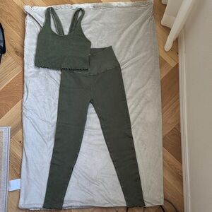 FP Movement by Free People Olive Leggings and Crop Top Set